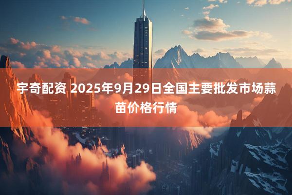 宇奇配资 2025年9月29日全国主要批发市场蒜苗价格行情